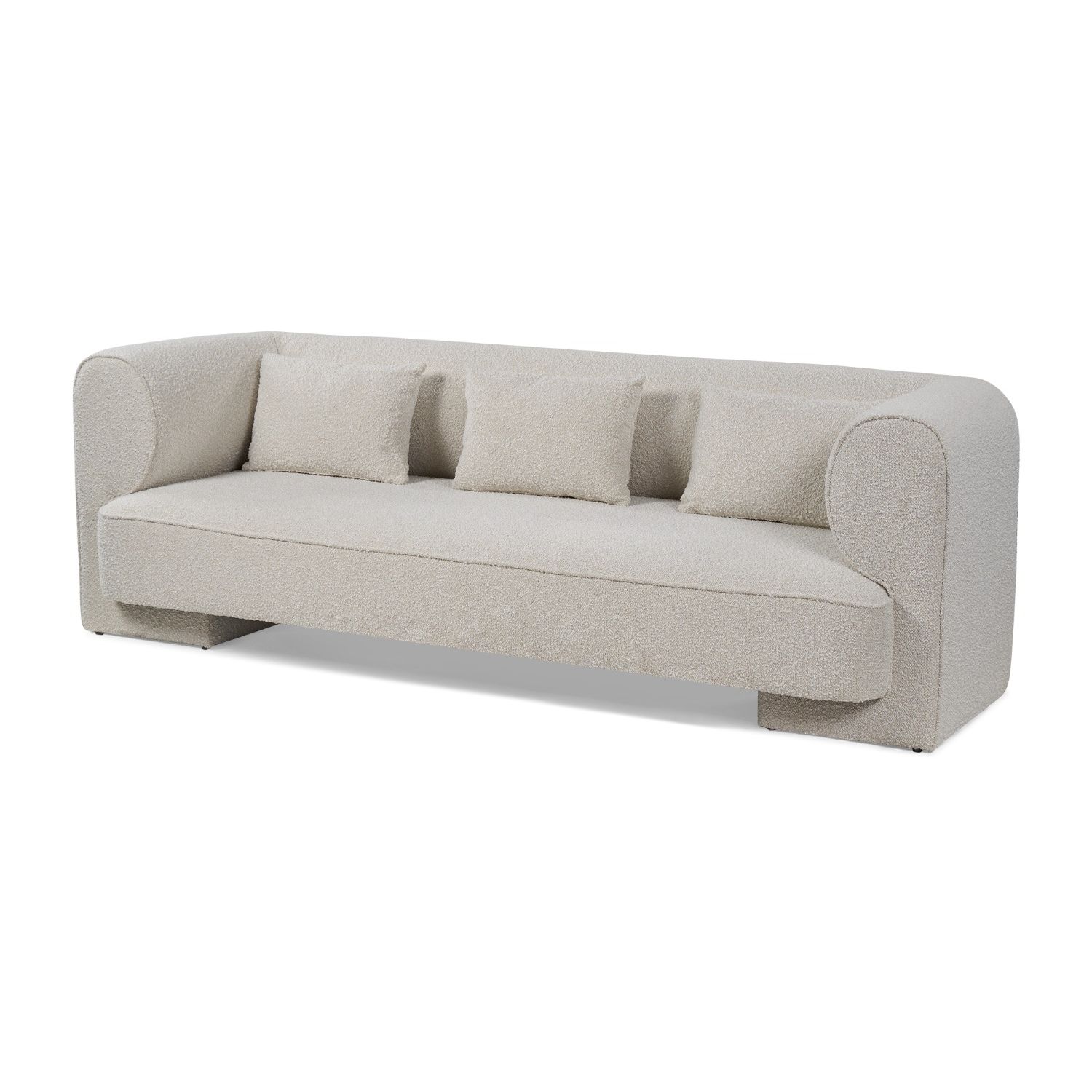 A sumptuous sofa with a beautiful boucle sand upholstery