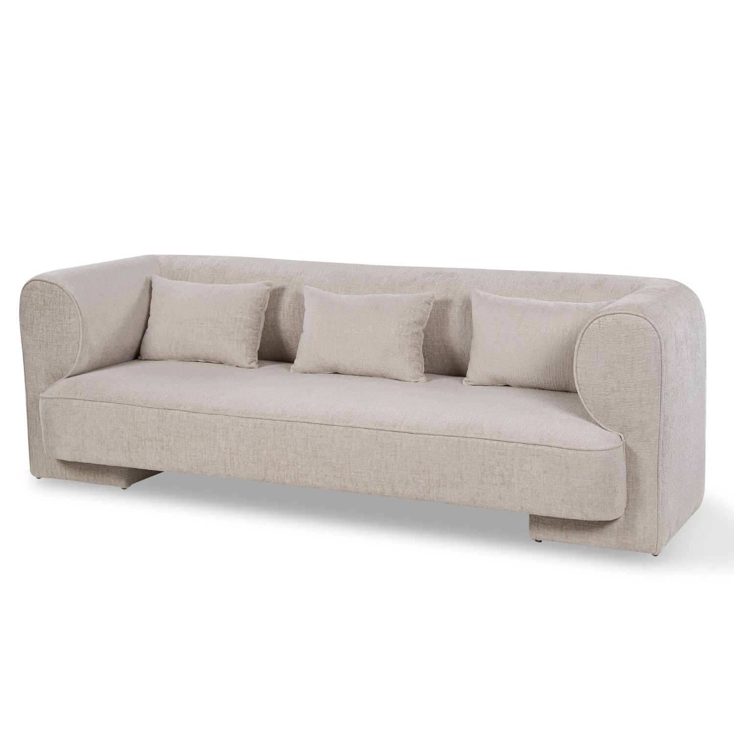 A stylish sofa with a timeless taupe upholstery