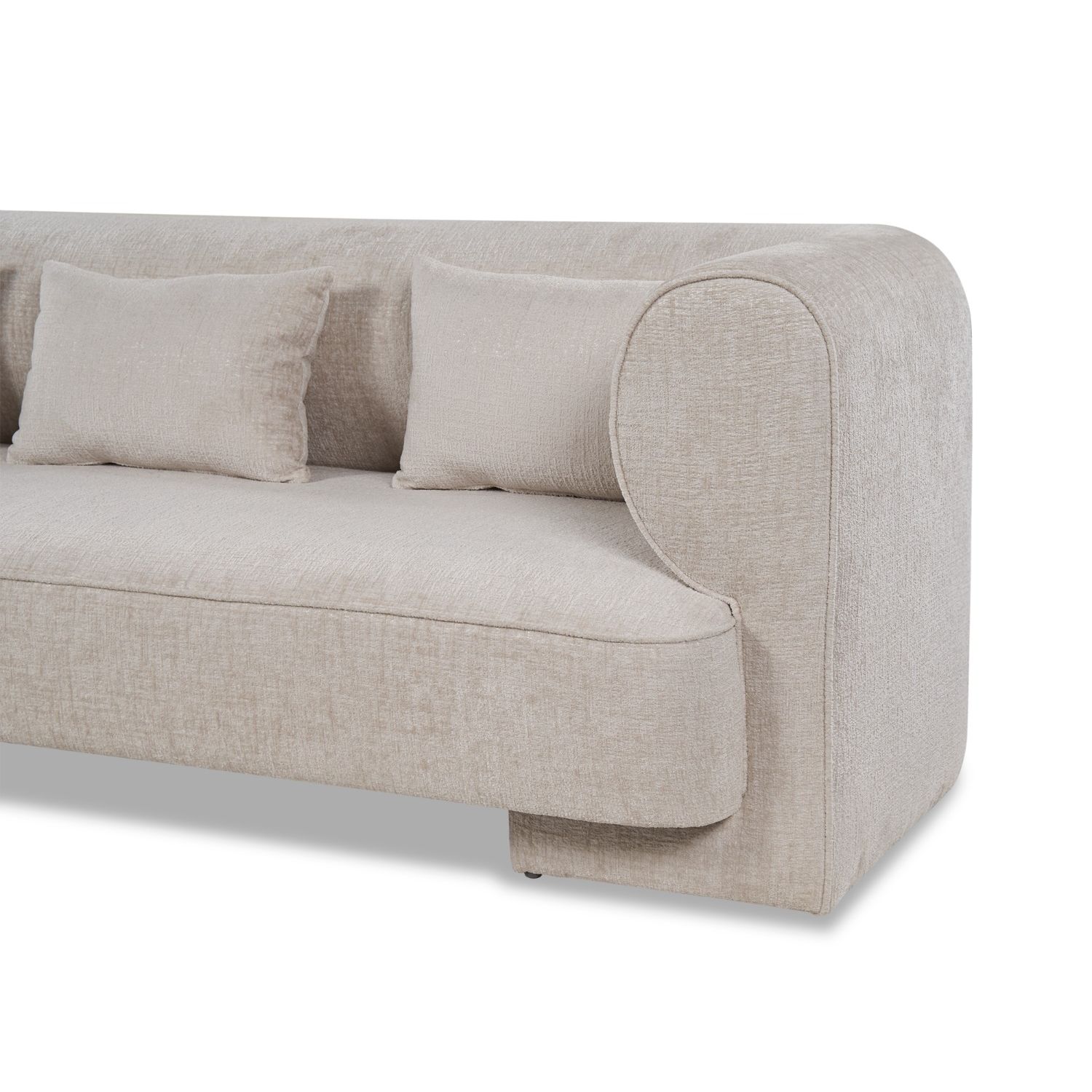 A stylish sofa with a timeless taupe upholstery