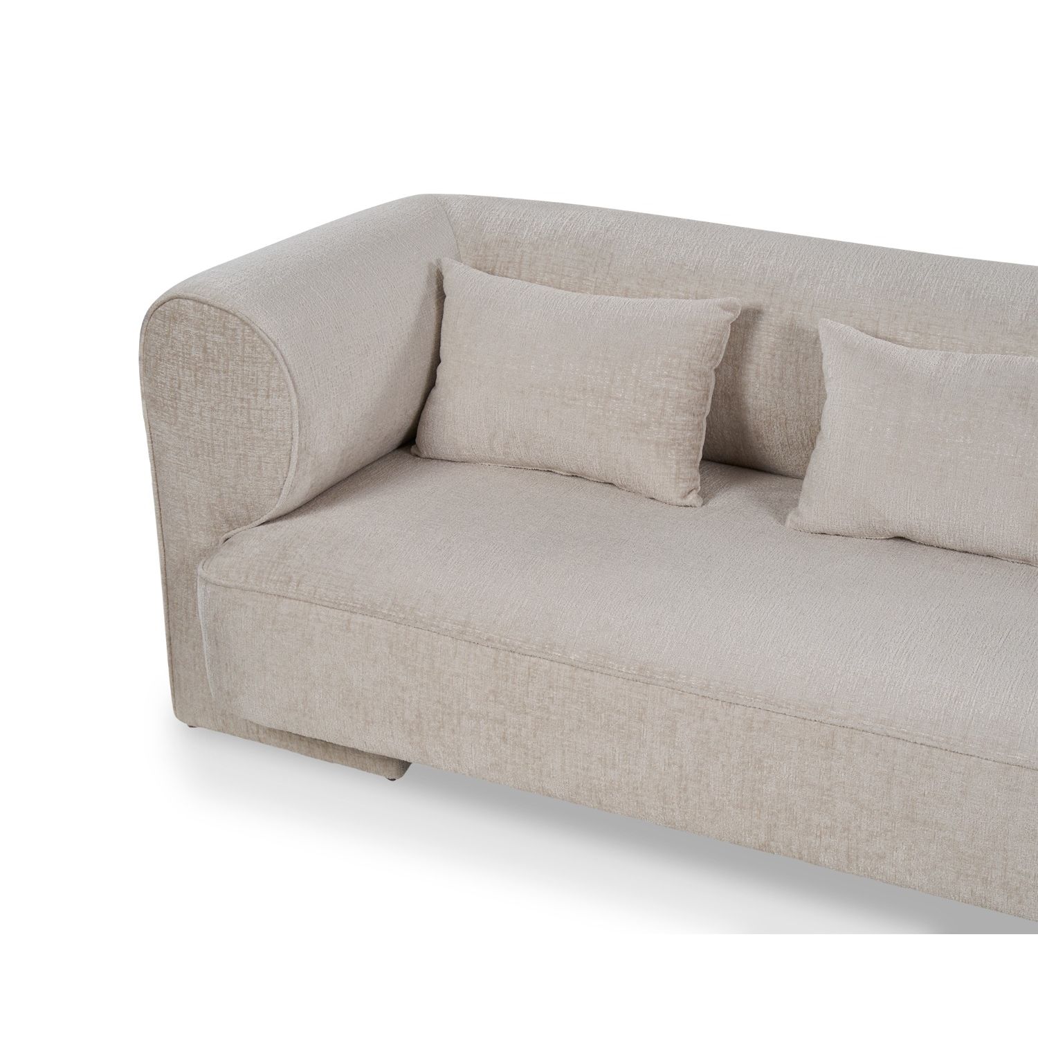 A stylish sofa with a timeless taupe upholstery
