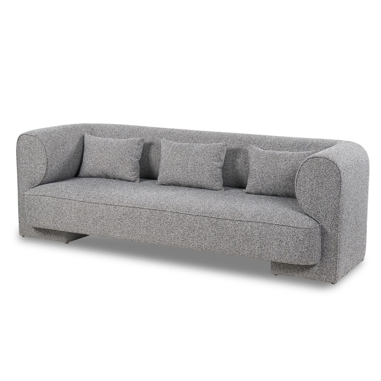 A stylish sofa with a gorgeous grey speckle upholstery