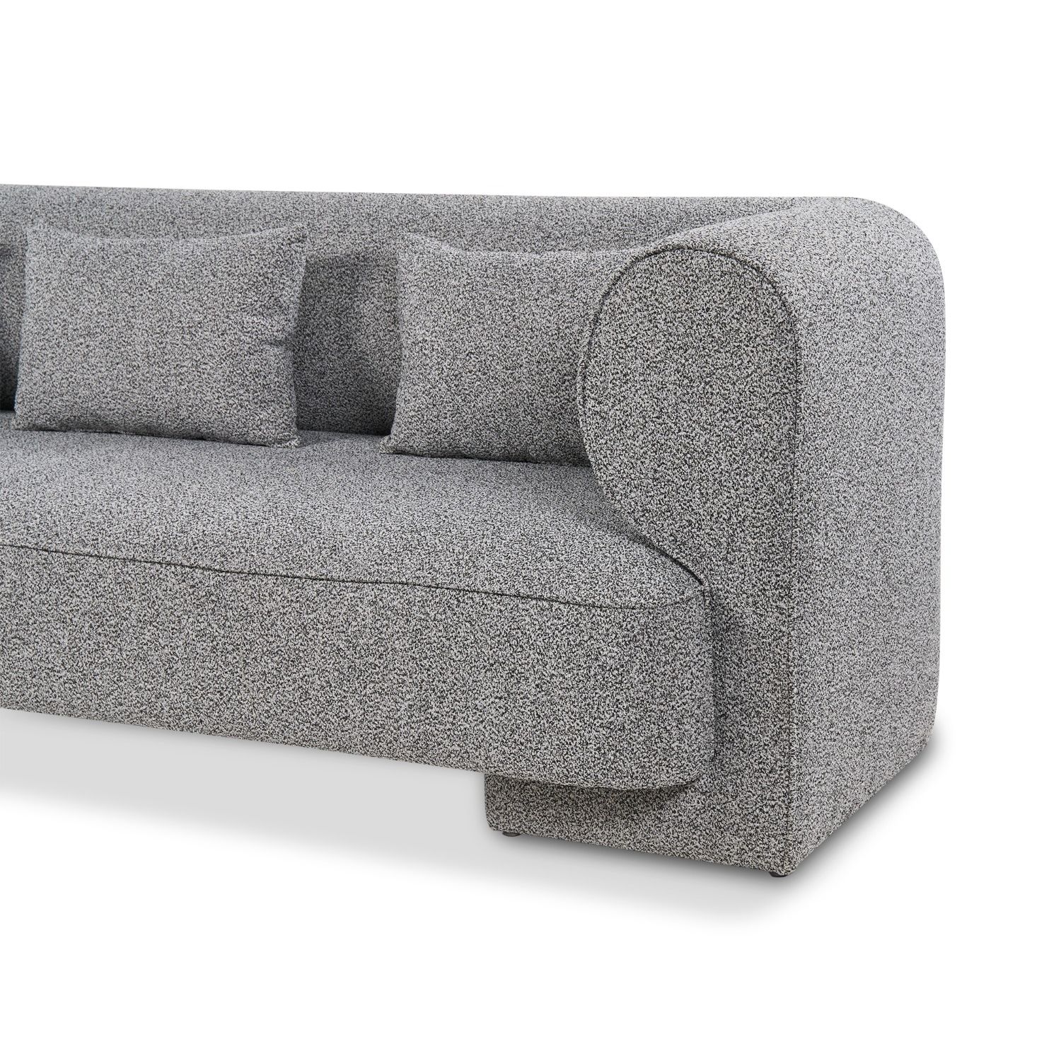 A stylish sofa with a gorgeous grey speckle upholstery