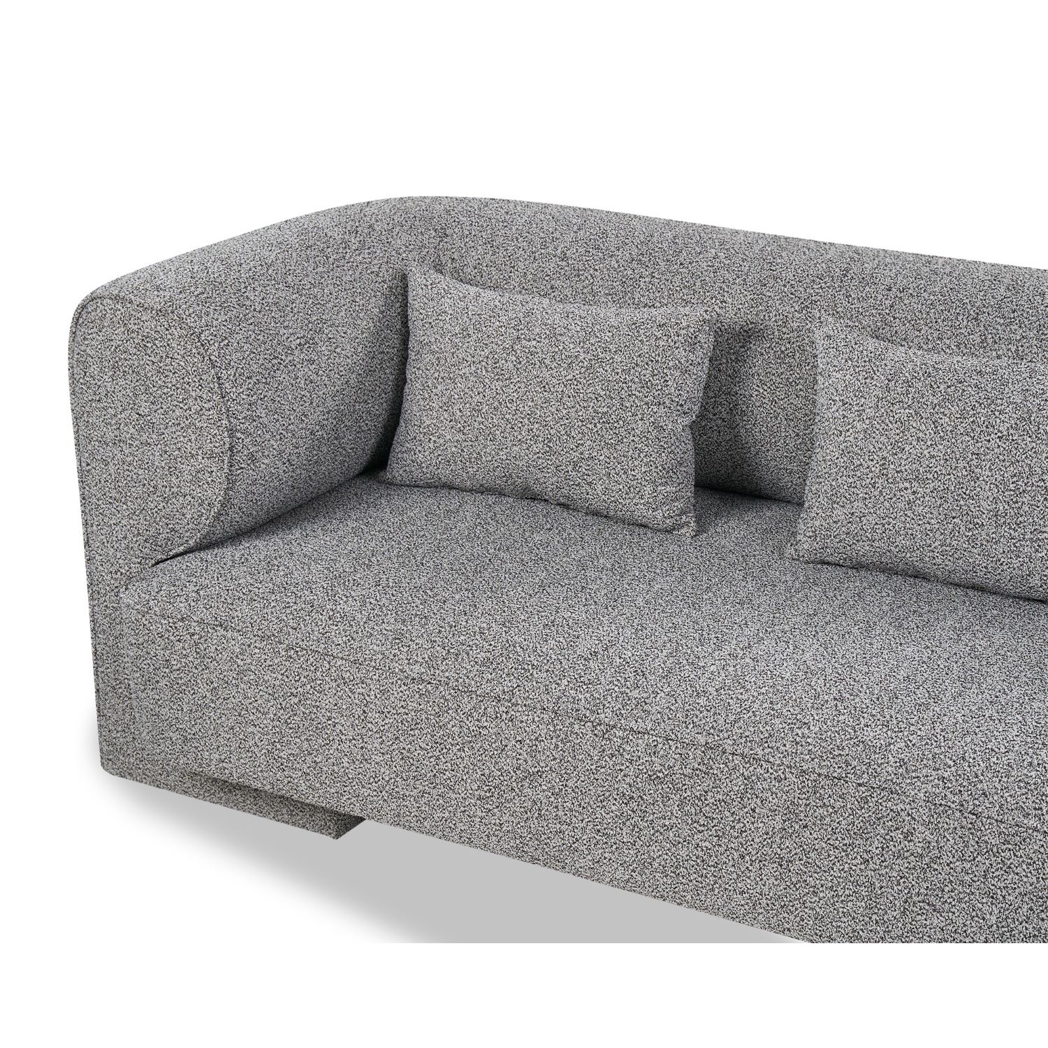 A stylish sofa with a gorgeous grey speckle upholstery