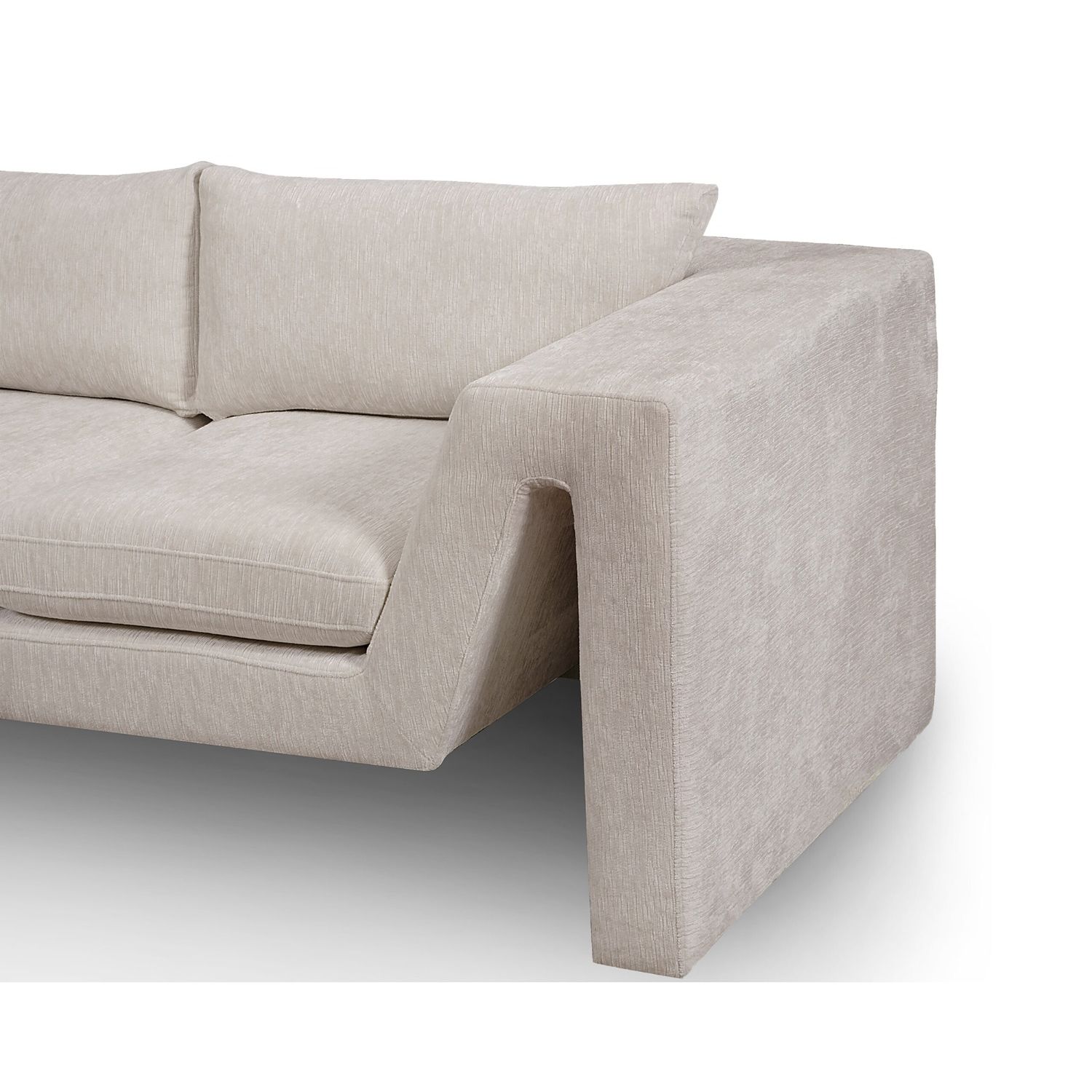 A shapely sofa with a stylish taupe upholstery