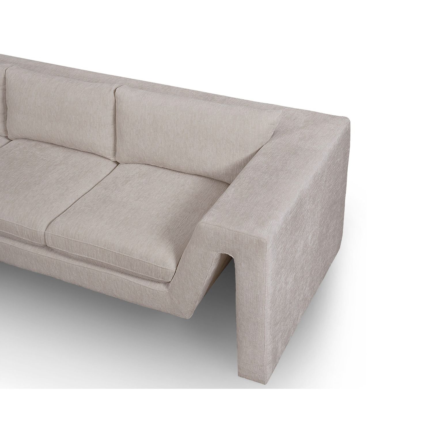 A shapely sofa with a stylish taupe upholstery