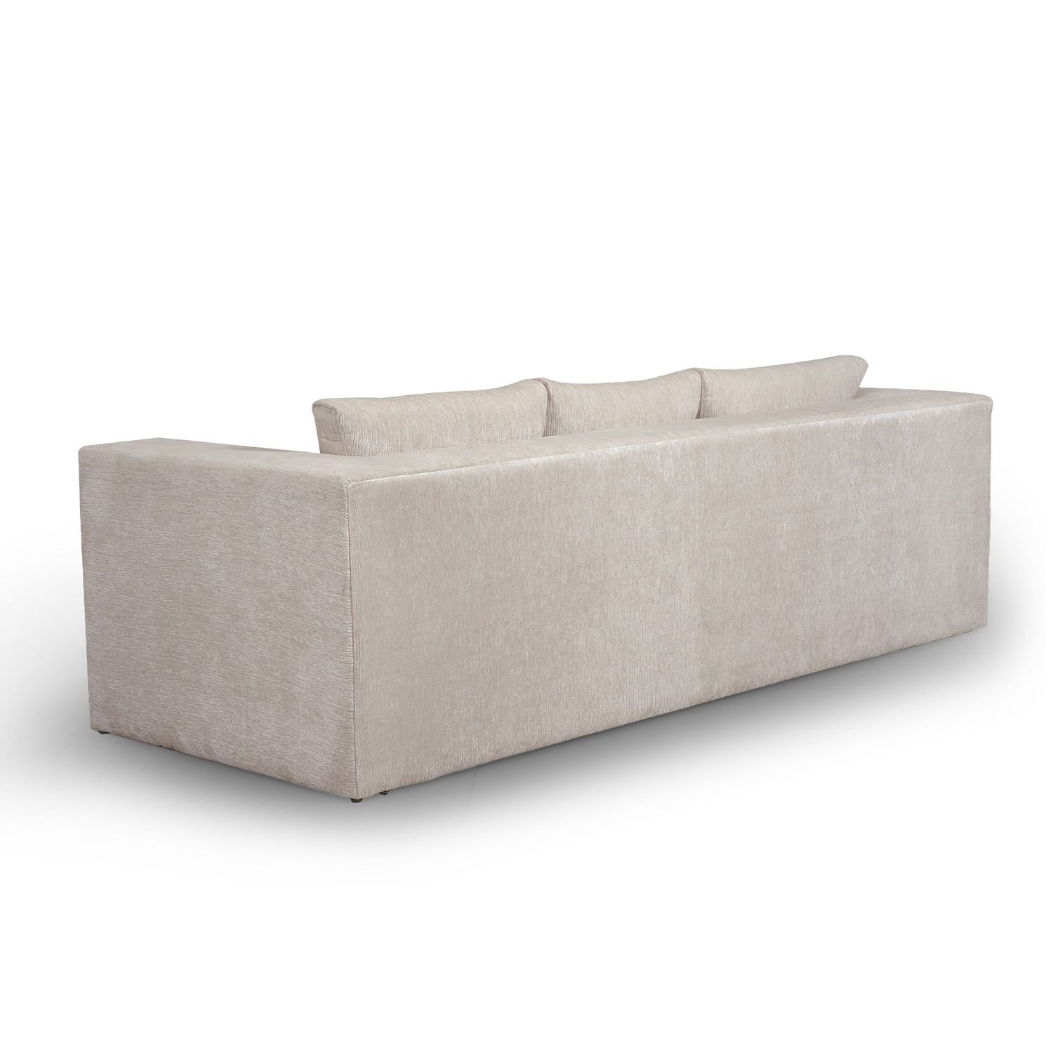 A shapely sofa with a stylish taupe upholstery