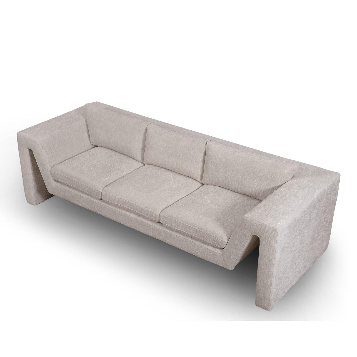 A shapely sofa with a stylish taupe upholstery