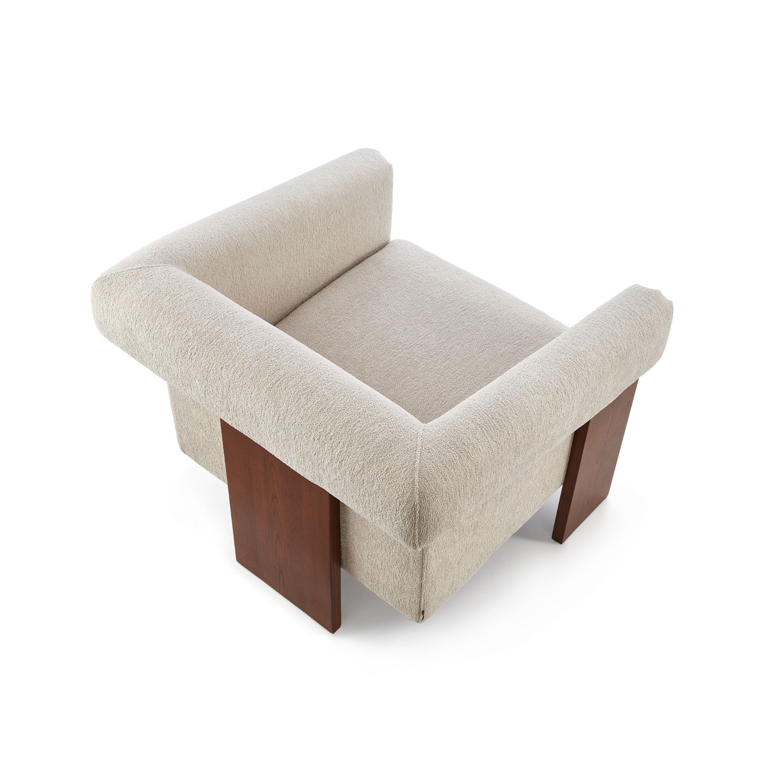 A sophisticated armchair with a contemporary design, luxury upholstery and classic brown finish