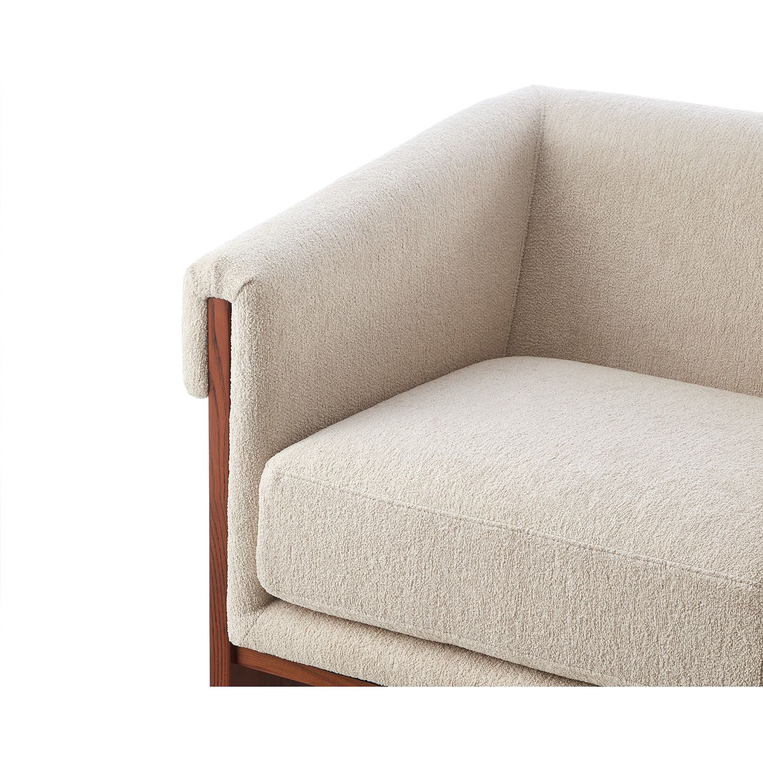 A sophisticated armchair with a contemporary design, luxury upholstery and classic brown finish