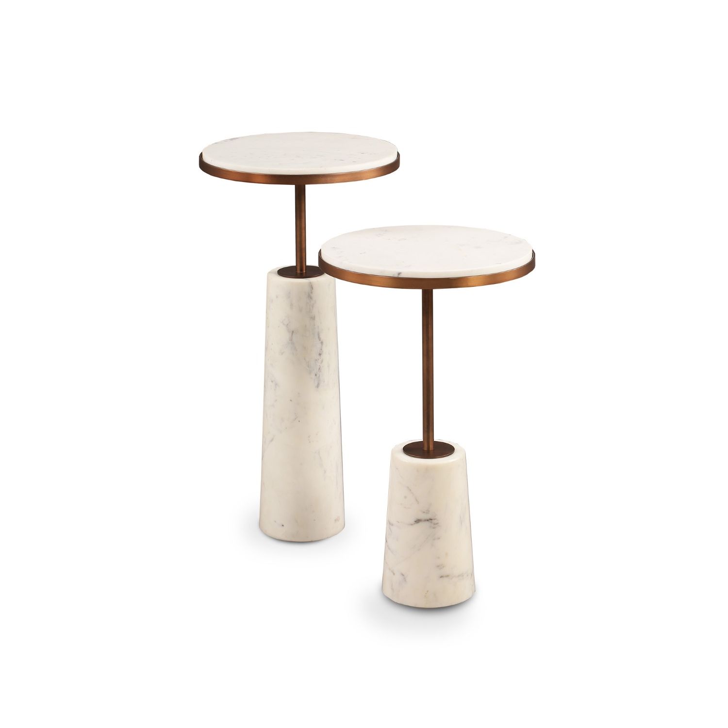 Notto Side Table - White Marble & Antique Bronze - Set of 2