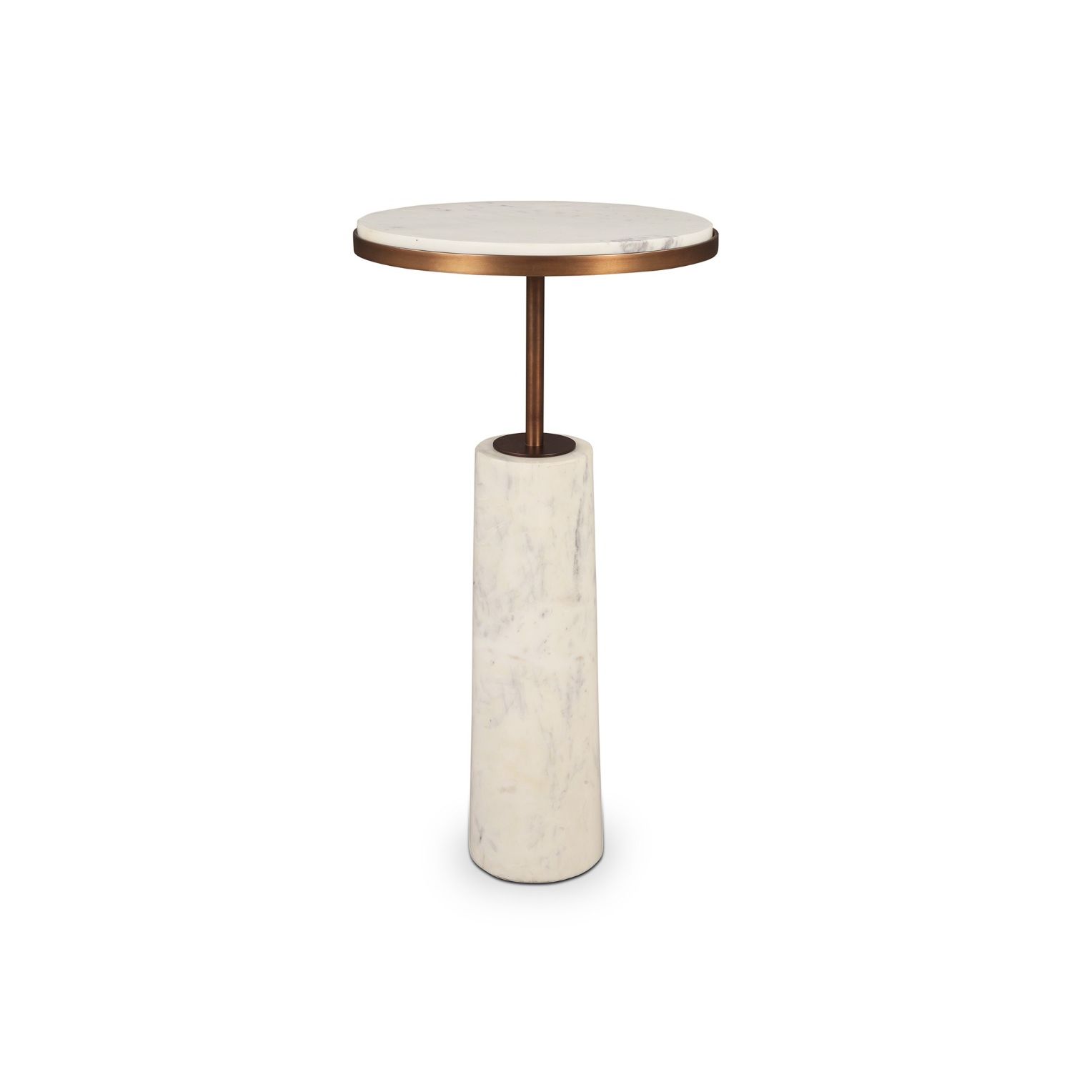 Notto Side Table - White Marble & Antique Bronze - Set of 2