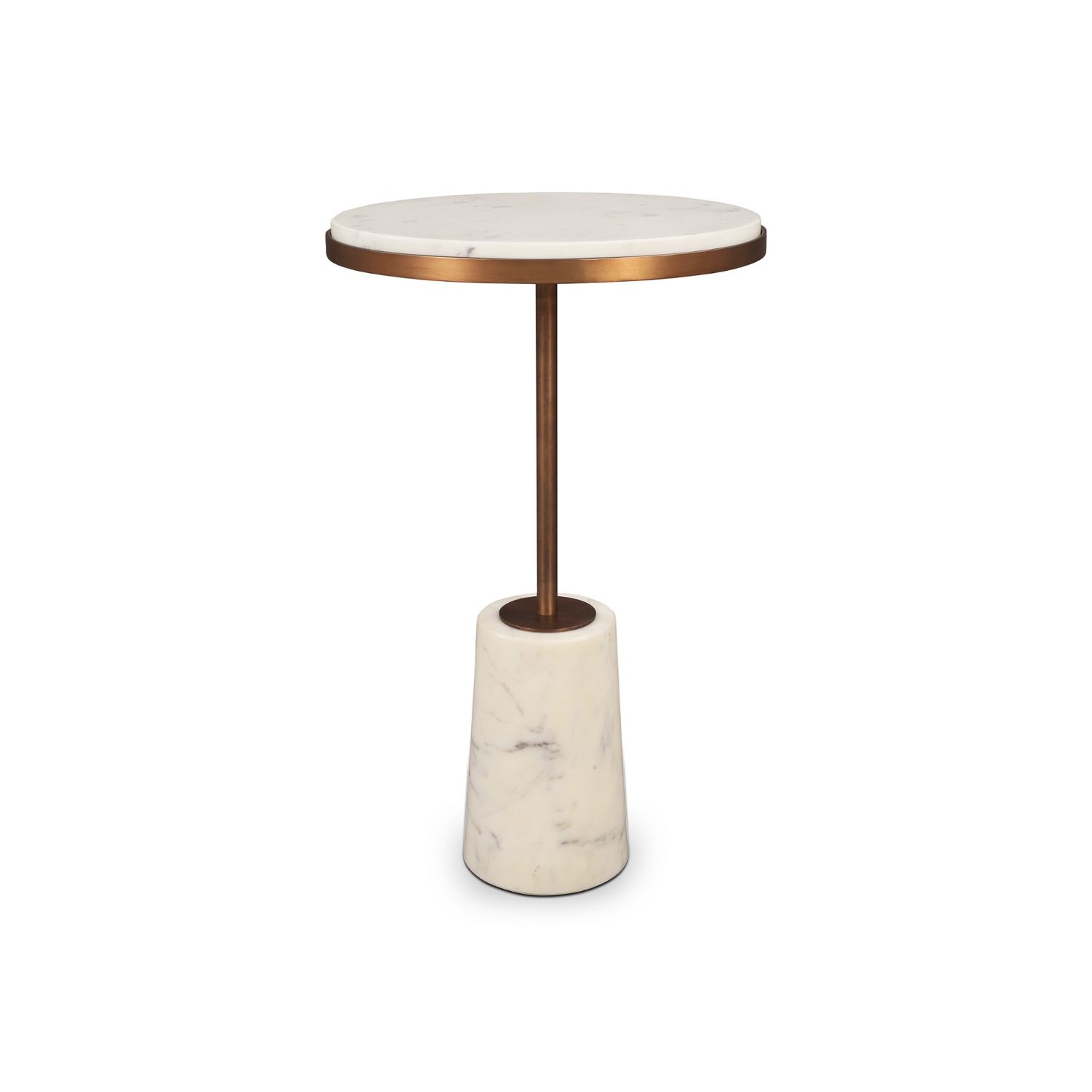 Notto Side Table - White Marble & Antique Bronze - Set of 2