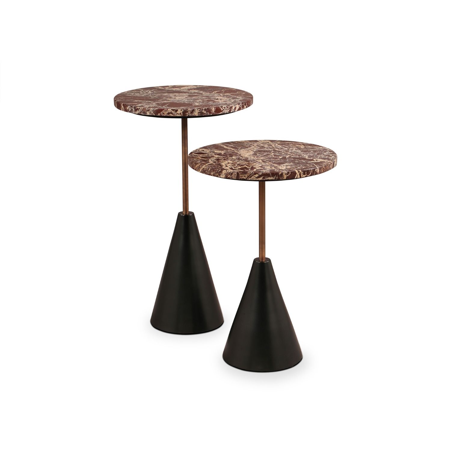 Ethan Side Table - Levante Marble and Antique Bronze - Set of 2