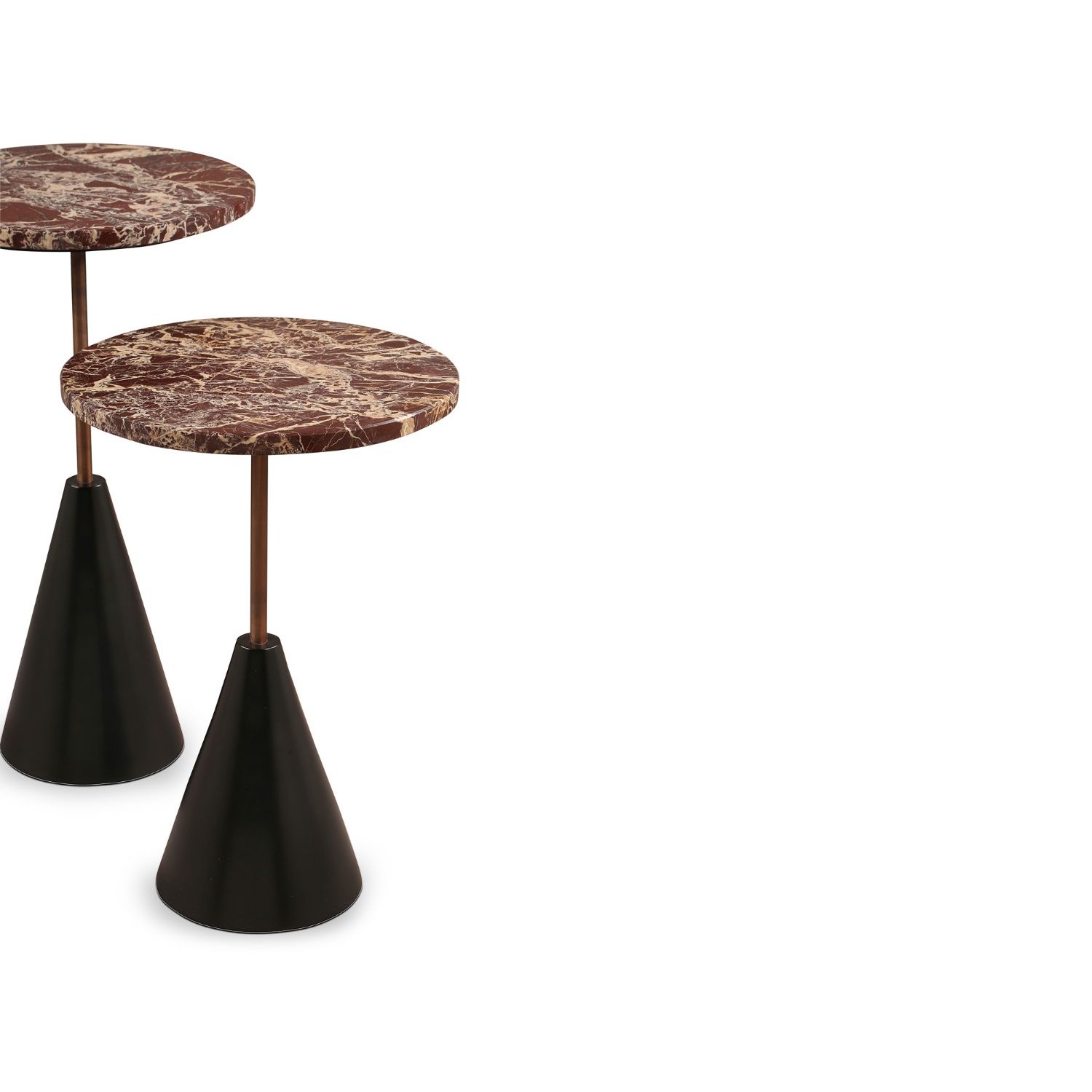 Ethan Side Table - Levante Marble and Antique Bronze - Set of 2