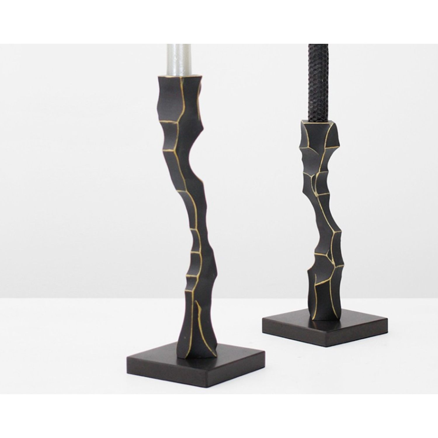 Storm Candlestick - Black Marble & Resin - Large