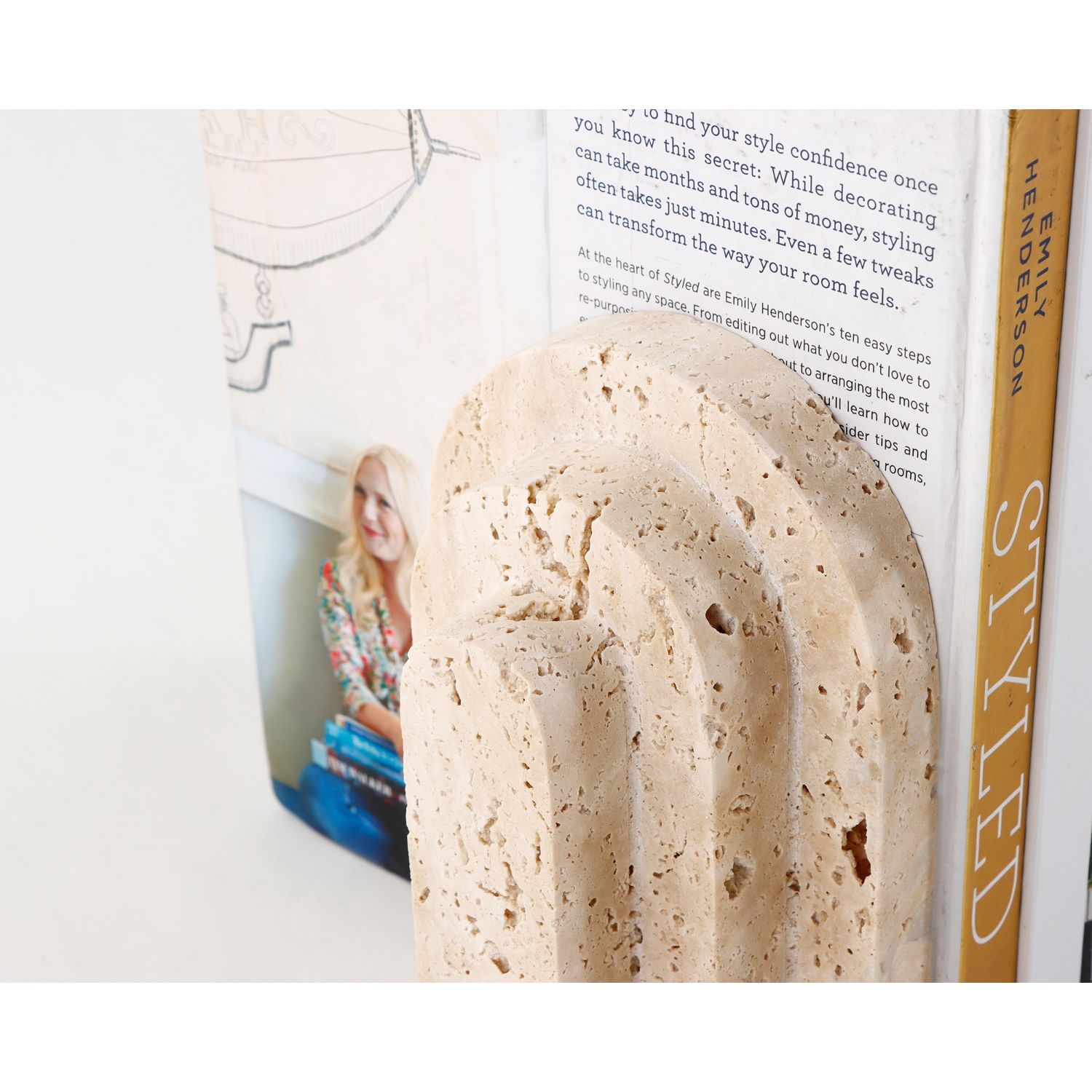 Empire Bookends - Beige Marble