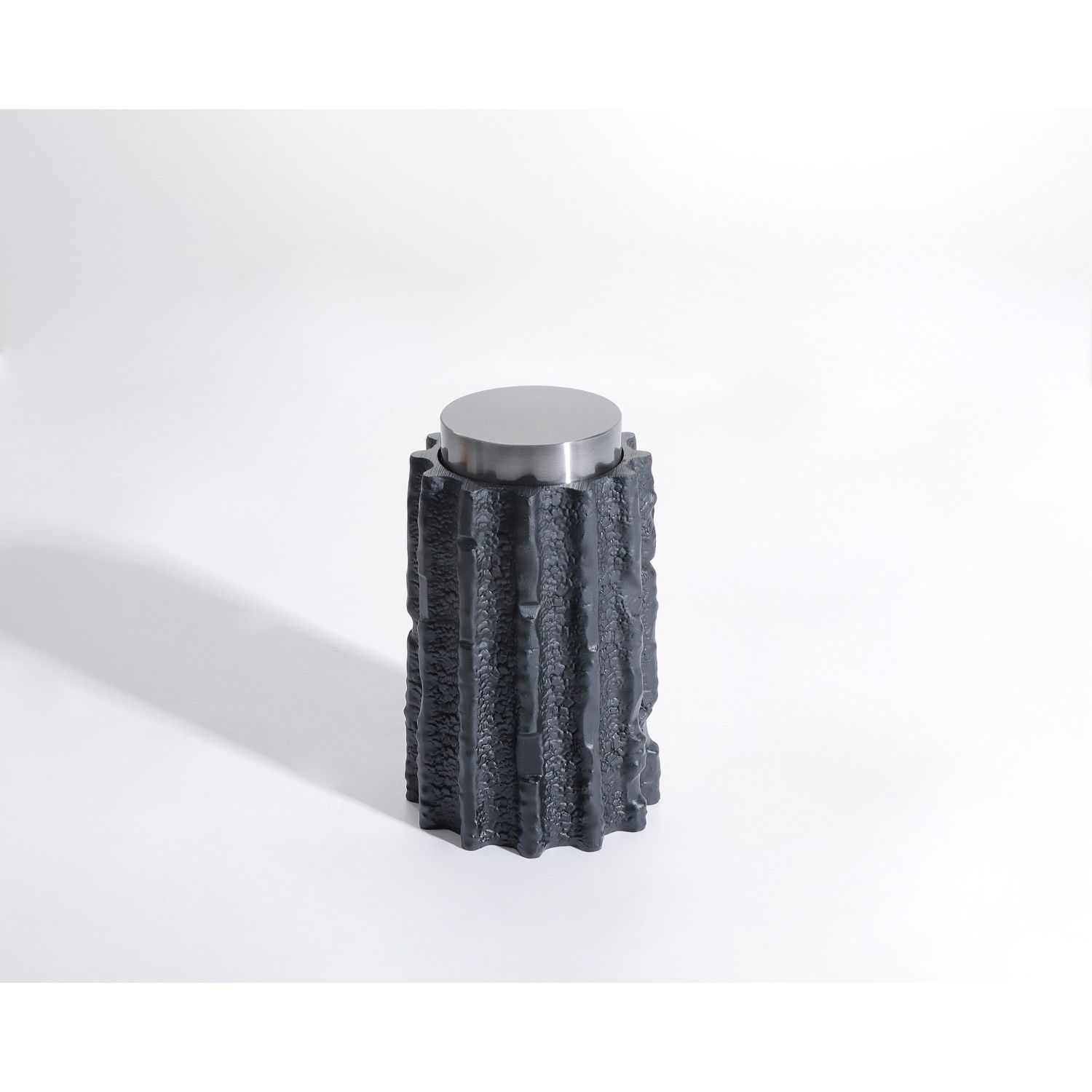 Meteorite Jar Large - Black Resin and Stainless Steel