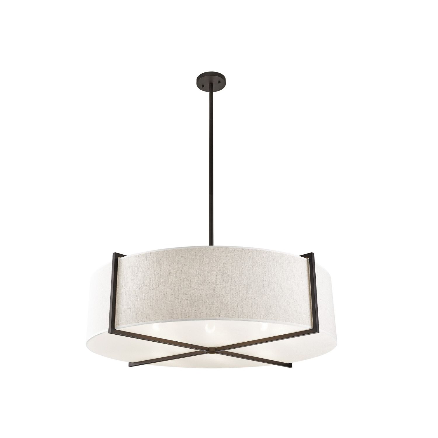 Sanderson Pendant Lamp Large - Beige Linen/Matt Black