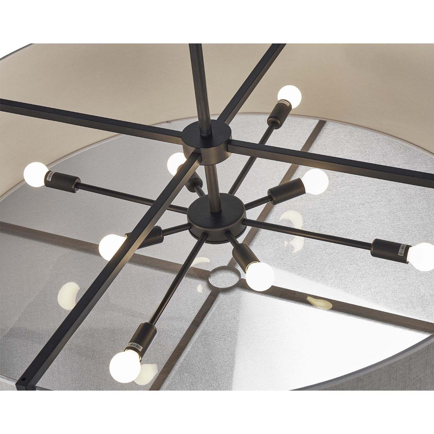 Sanderson Pendant Lamp Large - Beige Linen/Matt Black
