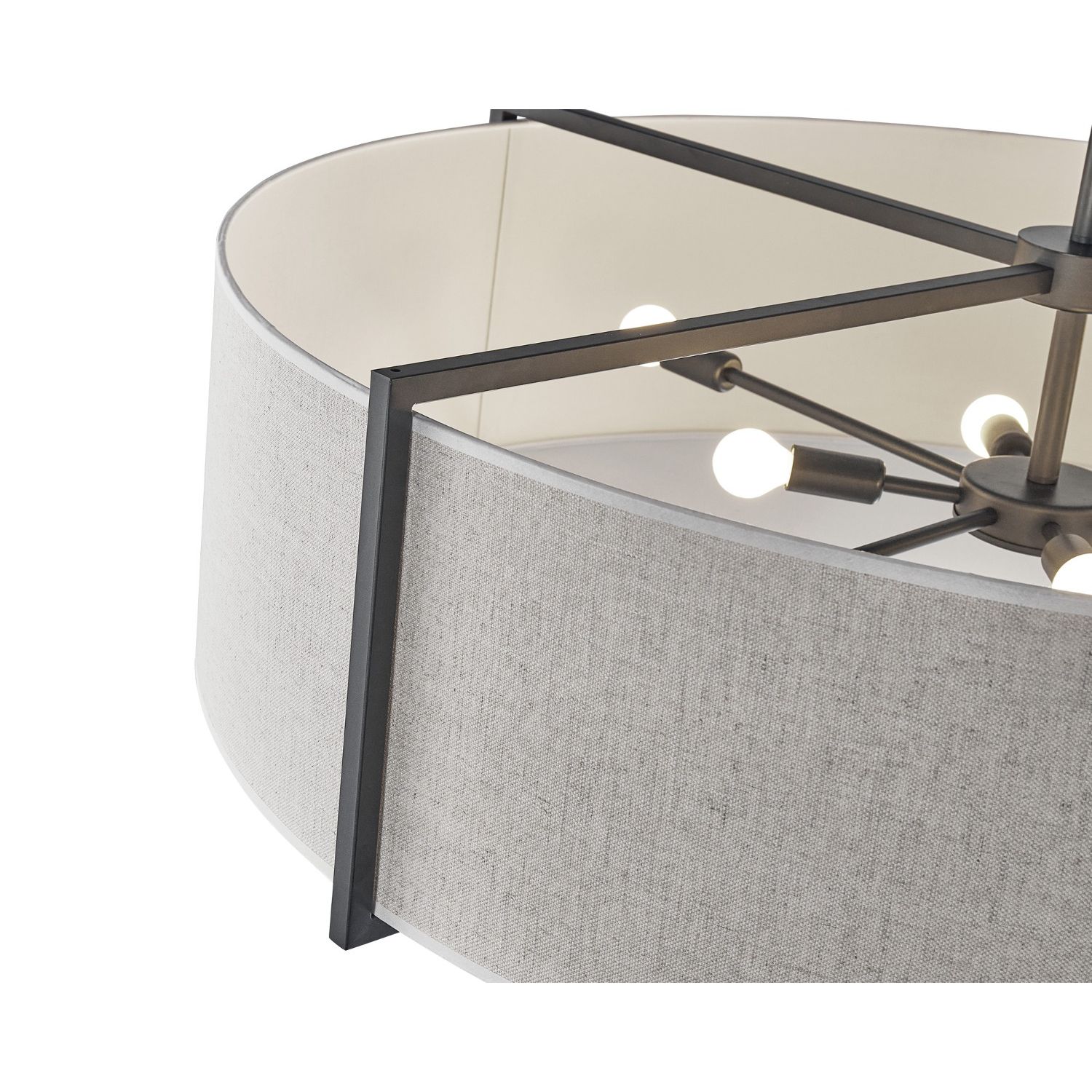 Sanderson Pendant Lamp Large - Beige Linen/Matt Black