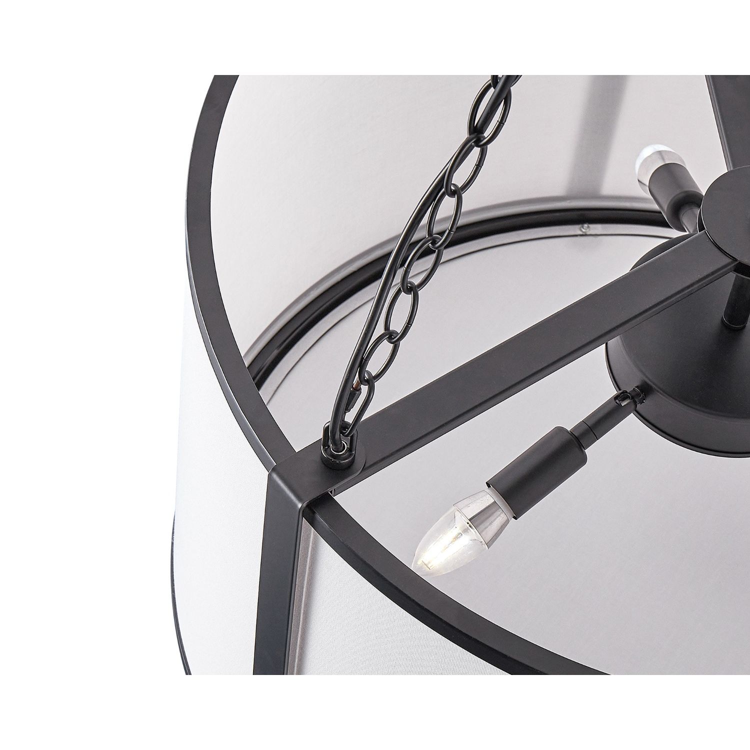 Baltimore Pendant Lamp - Matte Black/White Linen