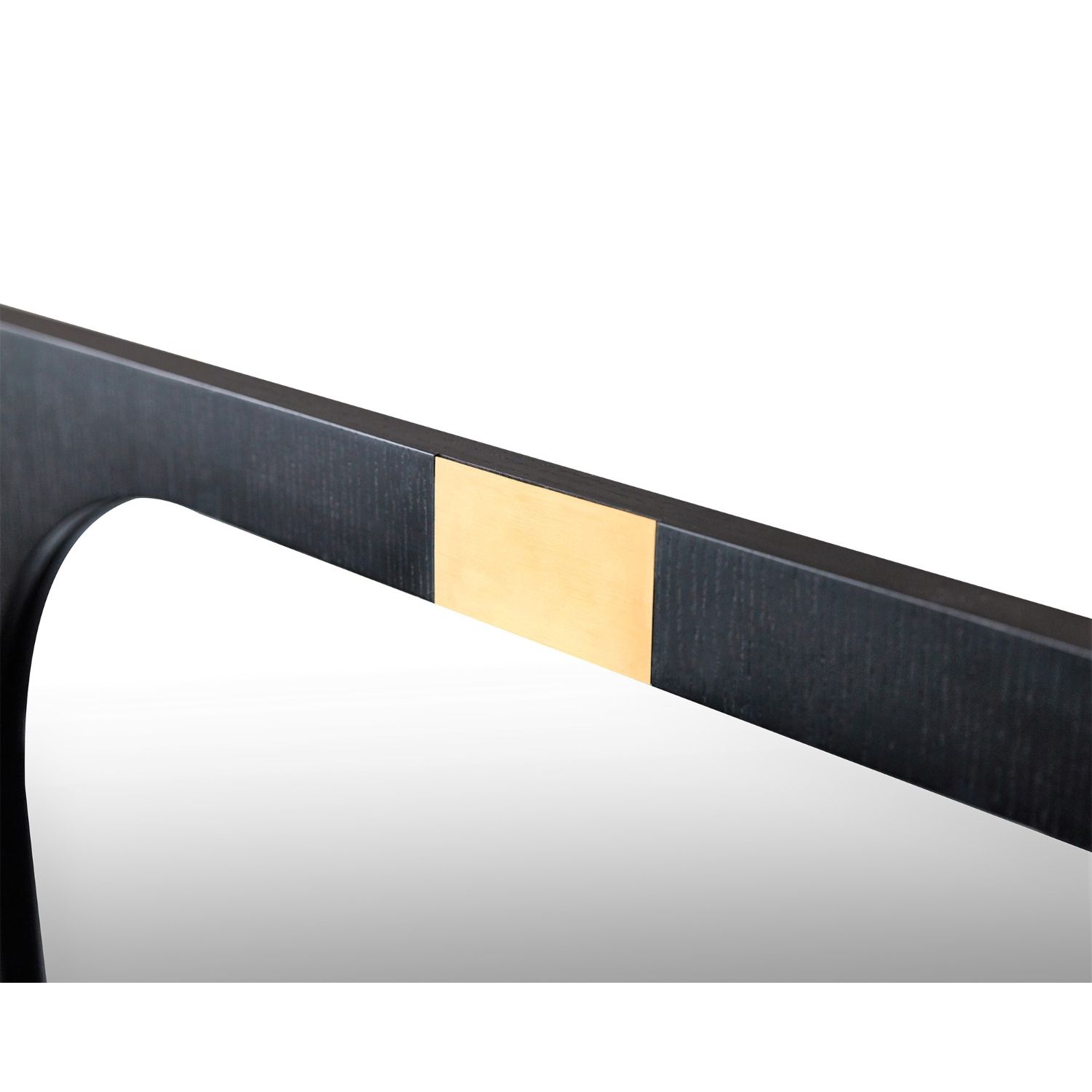 Large oblong mirror with rectangular frame and brass accents