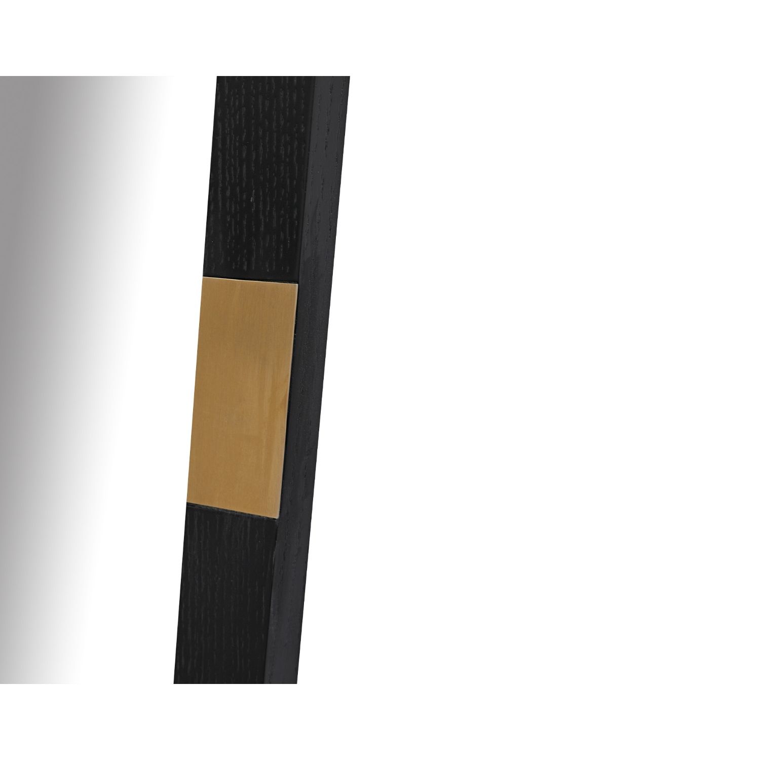 Large oblong mirror with rectangular frame and brass accents