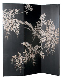 Midnight Garden Hand Carved Dressing Screen