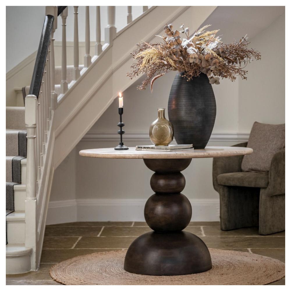 Dark wood interior trends blog, image showing the Mallorca Round Dining Table